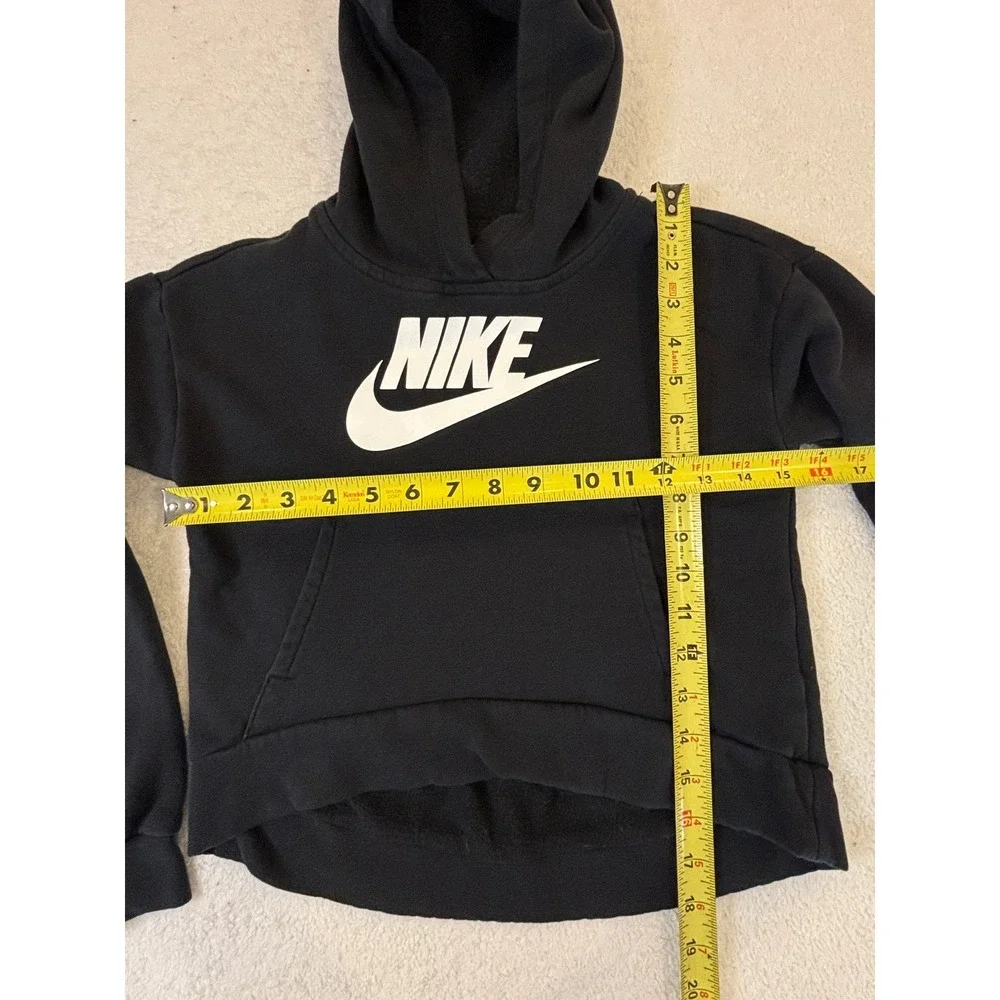 Nike Girls Black Fleece Pullover Hoodie White Futura Logo Size Medium Sweatshirt